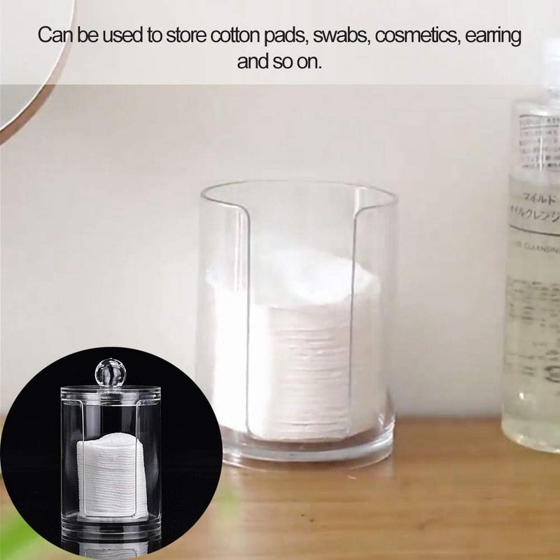 Brrnoo Cotton Pad Organizer Box, Round Clear Acrylic Holder for Cotton Pads and Makeup Puff - Image 3